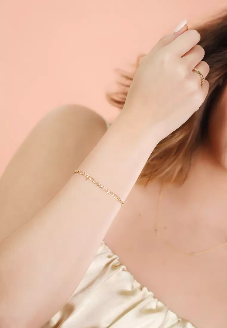 Figaro Chain Bracelet 14k Gold