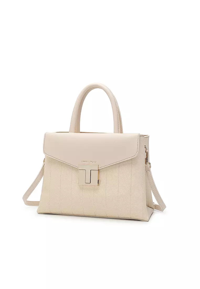 Women's Top Handle Bag / Sling Bag / Crossbody Bag / Shoulder Bag (Tas Tangan / Tas Selempang / Tas Bahu) - Krem