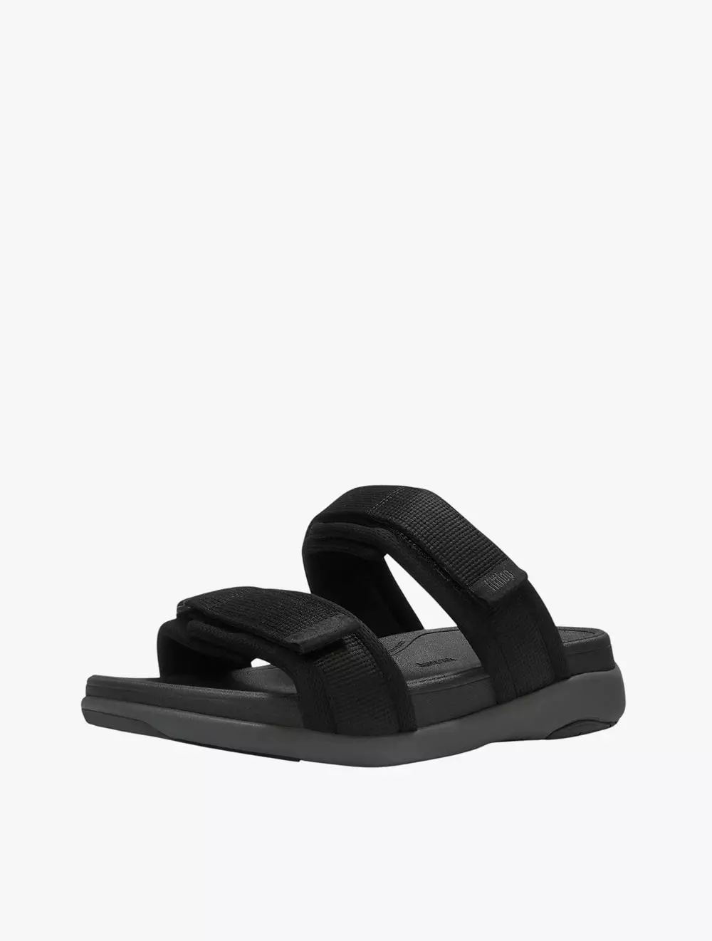 Fitflop F-Mode Go Mens Adj. Padded-Webbing Two-Bar Men's Slides - Black