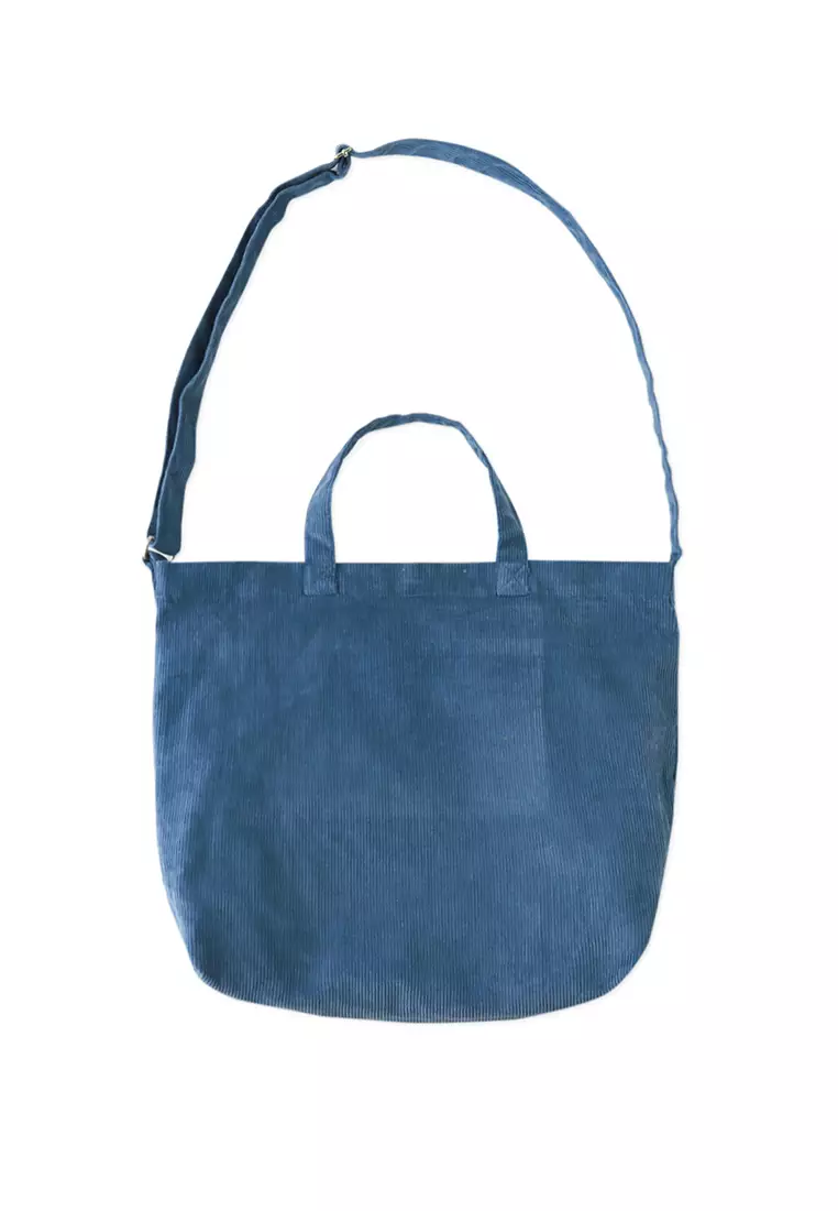 Corduroy Tote Bag With Sling Strap