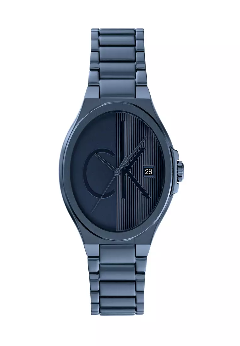 Men's Ionic Plated Blue Steel Quartz Basic Calendar Watch - CK25200484