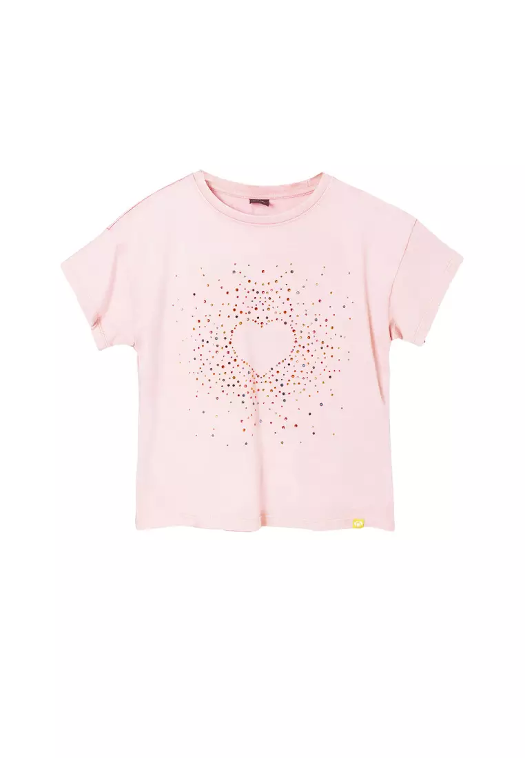 Desigual Girl Rhinestone heart T-shirt.