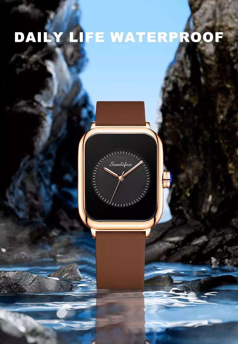 Jam Tangan Wanita Kuarsa Anggun Santai Tali Silikon Jam Tangan Cewek Original brown black