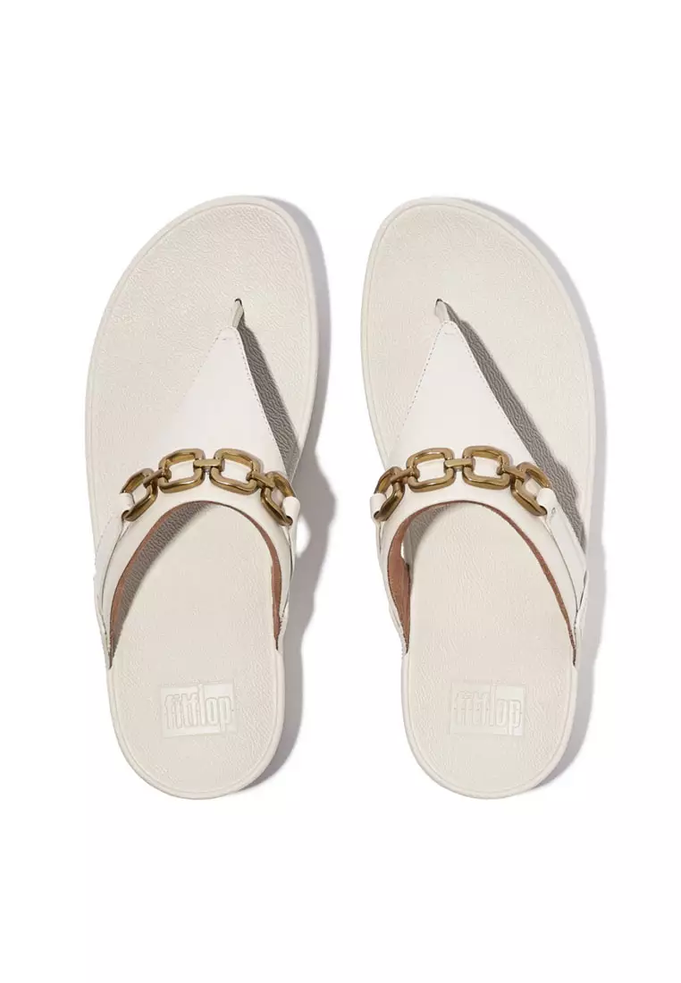 FitFlop LULU Square-Chain Leather Toe-Post Sandals - Paris Beige (E1I-A99)