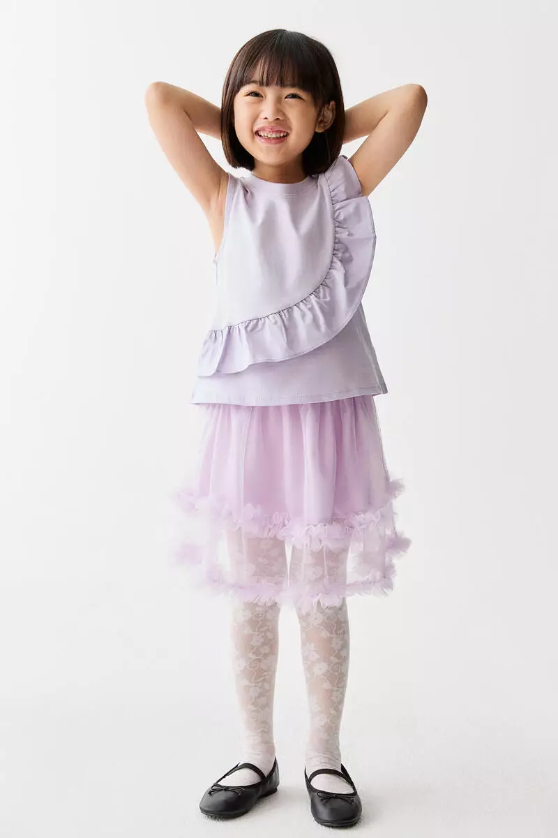 Frill-trimmed cotton top