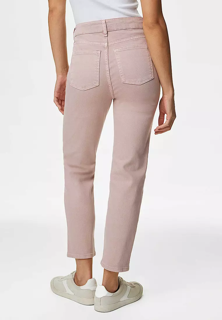 High Waisted Slim Fit Cropped Jeans