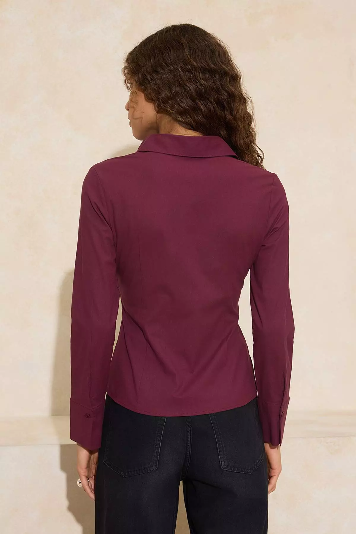 Wardrobe Essentials Plum Light Waist-Fitted Cotton Woven Shirt Twoaw26Go22
