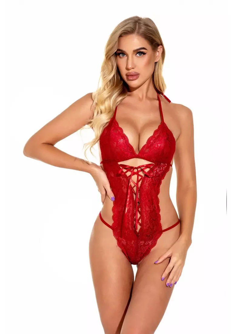 One piece lace teddy bodysuit sexy