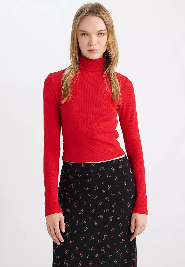 Crop Turtleneck Top