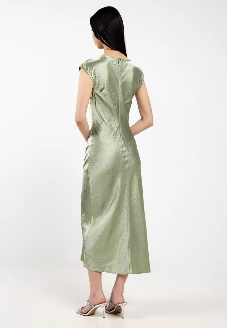 Bias-Cut Satin Midi Dress