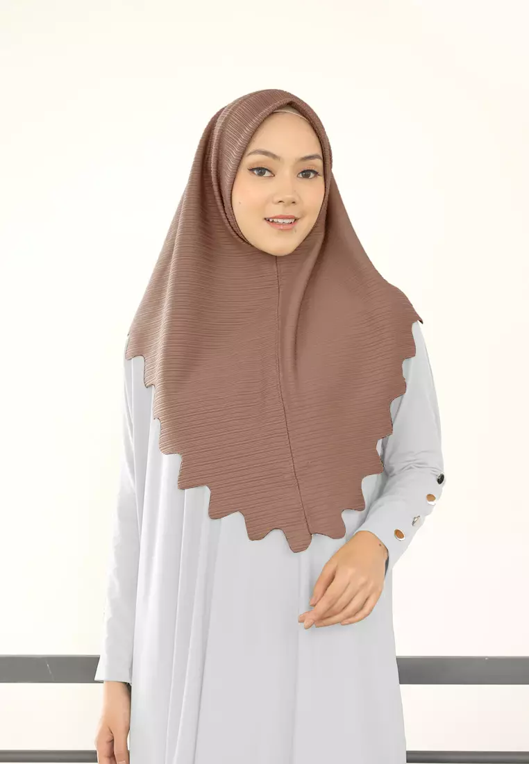 Cotton Bee - Marsha Instan Lasercut (Bergo Tekstur) - Rustic Brown