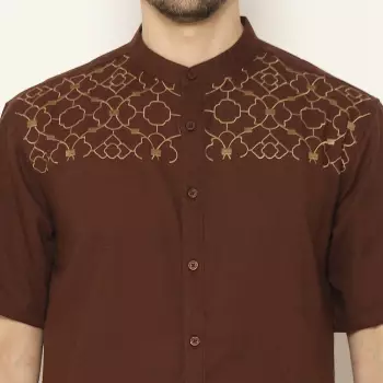 AMK Kemeja Koko Pria Lengan Pendek KK HADDID S/S Brown