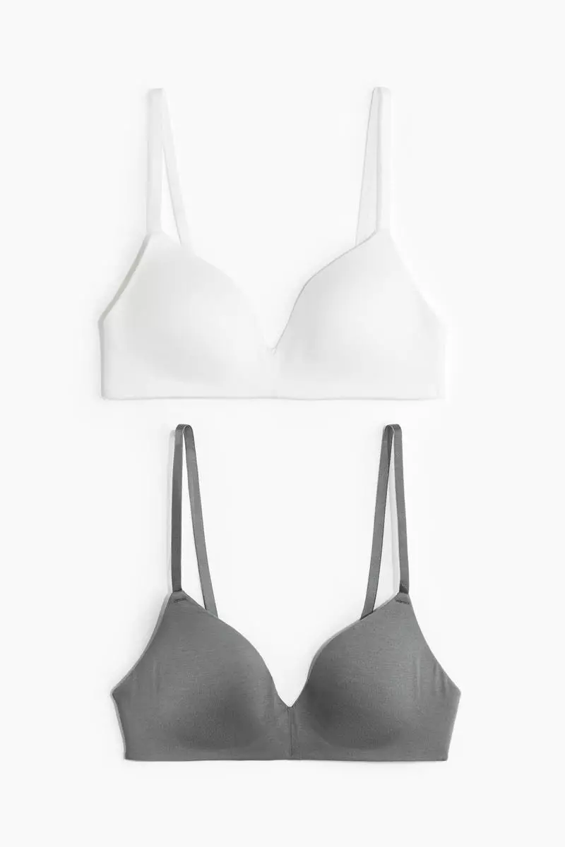 2-pack padded non-wired cotton bras