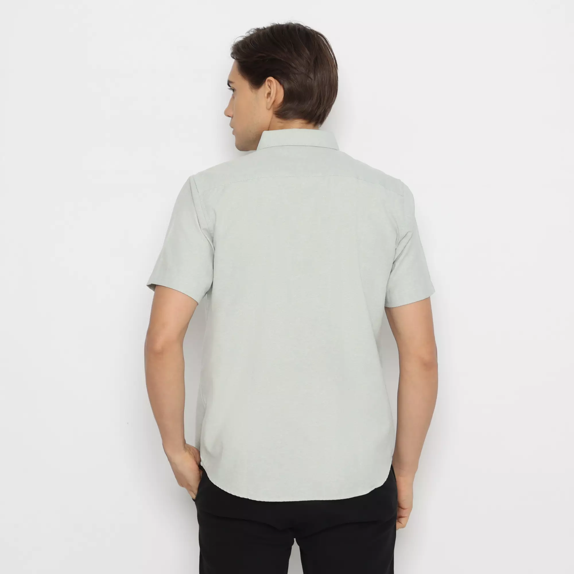 Platini Kemeja Pria Polos Oxford Pendek Hijau Sage 1080