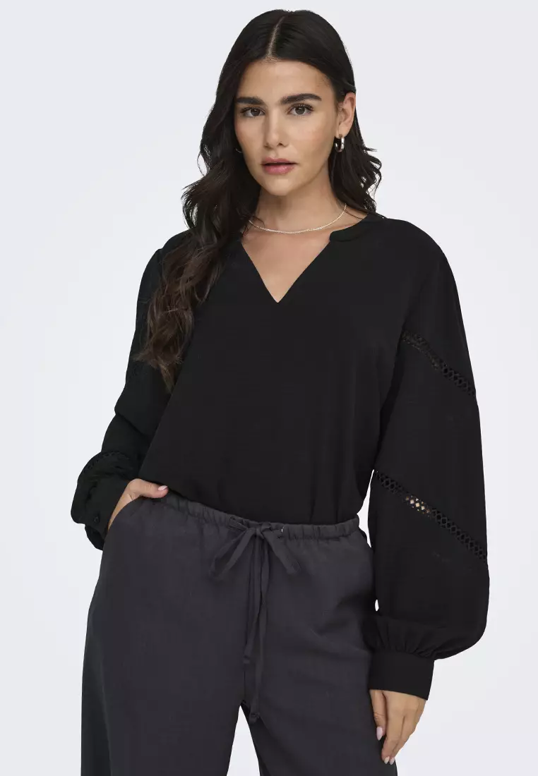 Lion Life Long Sleeve V-Neck Volume Top