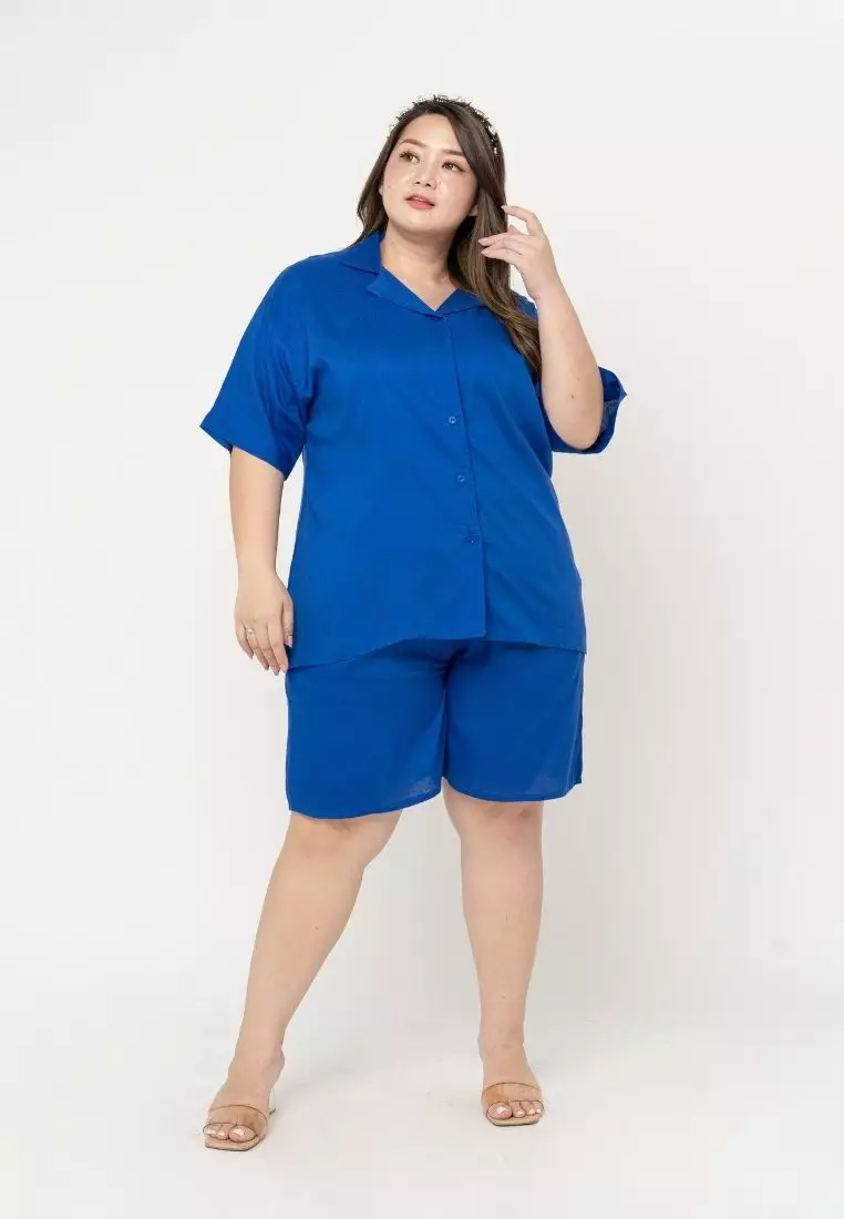 Plus Size Oversize Shirt Sans Blue