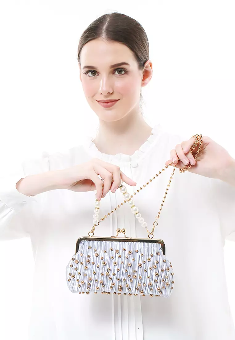 Eilaria Tas Selempang Pesta Wanita Hand Bag Mini Material Leather ORIGINAL - Gray