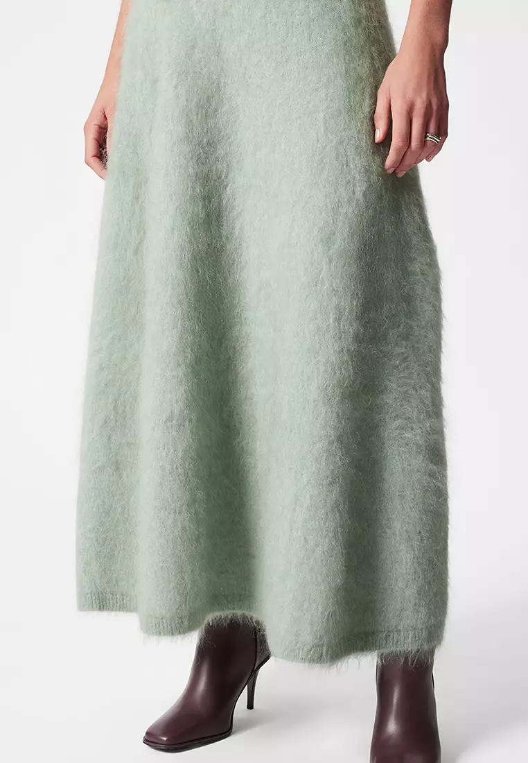 Brushed-Knit a-Line Maxi Skirt