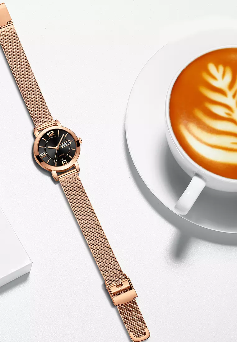 Jam Tangan Wanita Mewah jam tangan wanati Tali stainless steel bisnis 3ATM Anti Air mode