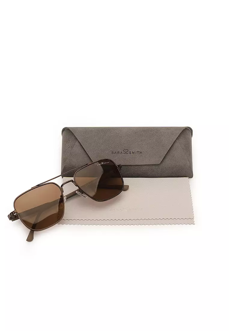 Unisex Polarized Square / Rectangular Sunglasses (Kacamata Hitam) - Cokelat