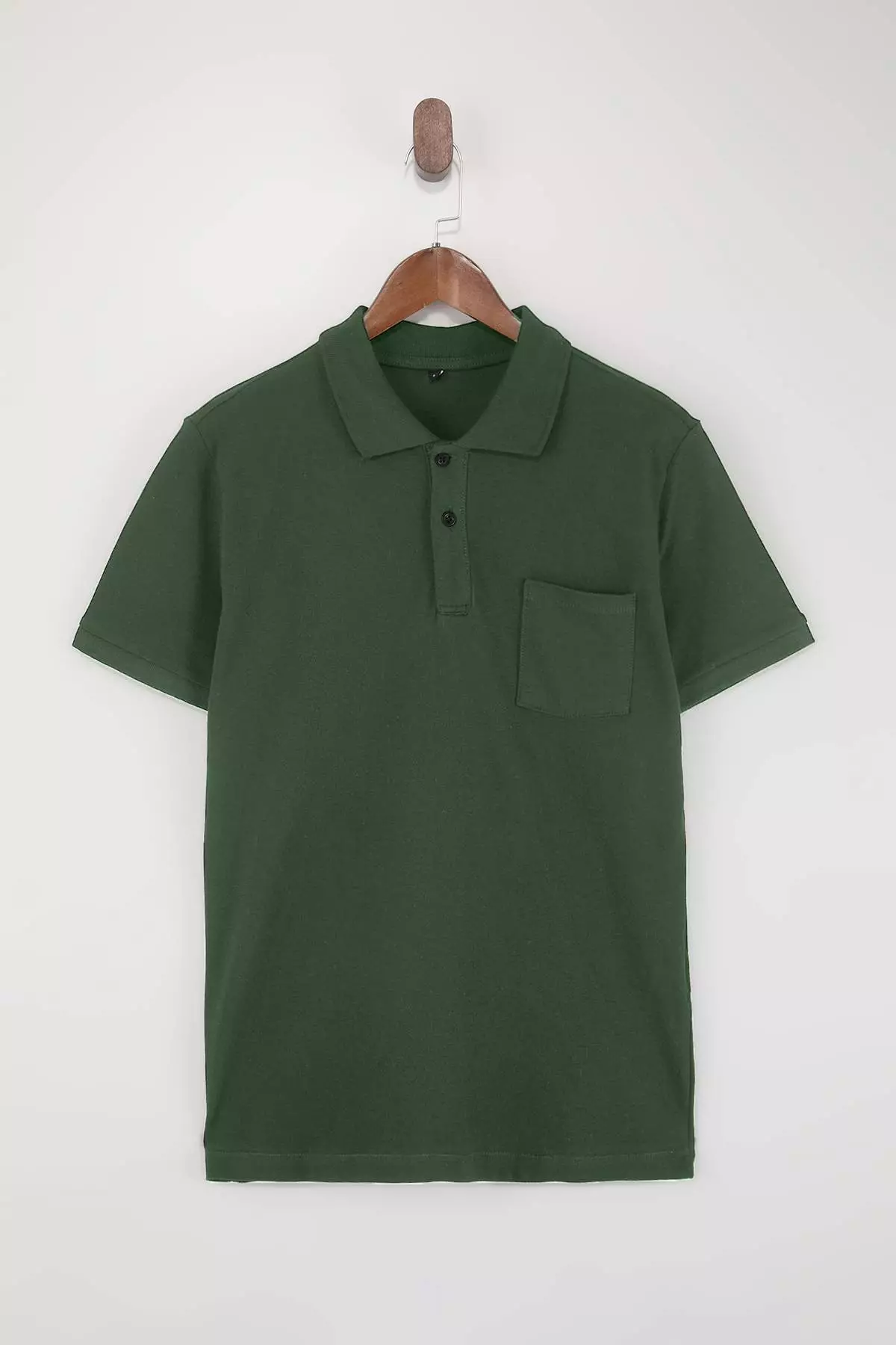 Khaki Regular/Comfortable 100% Cotton Single Pocket Polo Neck T-Shirt Tmnss26Po00018