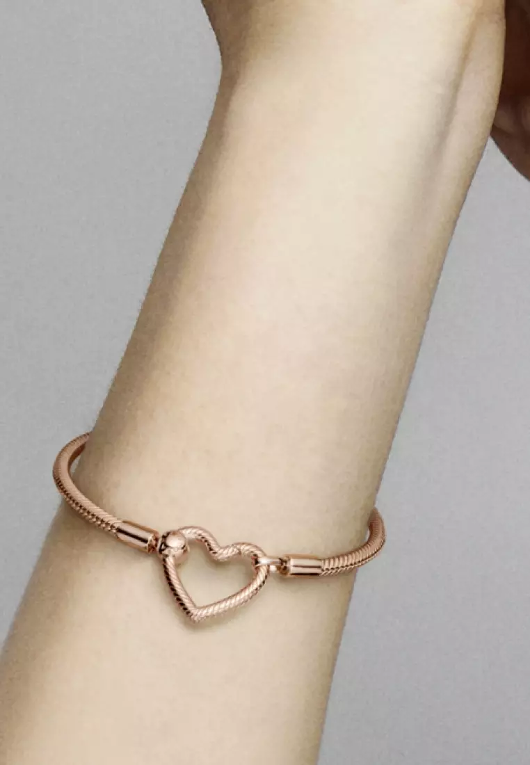 Buy PANDORA Pandora Moments 14K Rose Gold Plated Heart Closure Snake