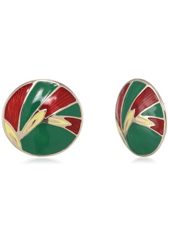 estele green Estele Gold Tone Designer Green Passion Enamel Stud Earrings For Women A7177AC50AF300GS_1