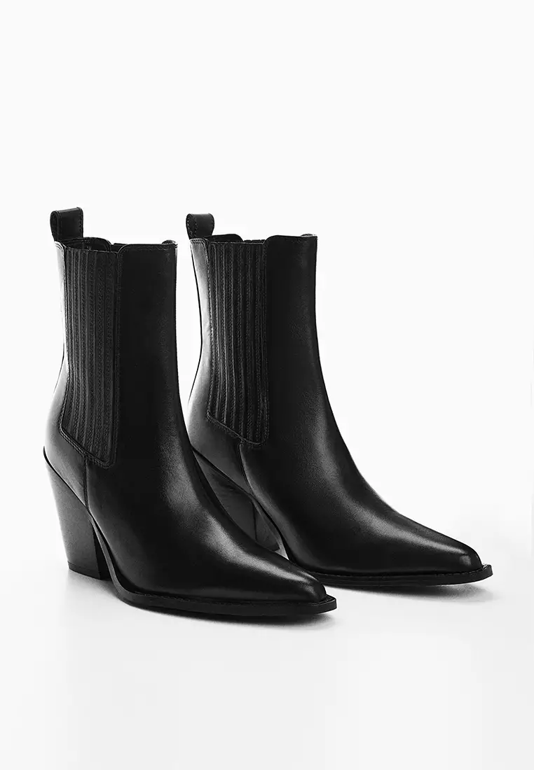 Buy Mango Cowboy-Style Leather Ankle Boots 2023 Online | ZALORA Singapore
