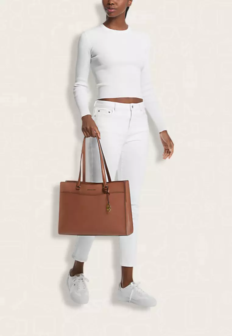 Michael Kors Jet Set Travel Large Saffiano Leather Pocket Tote Bag Luggage