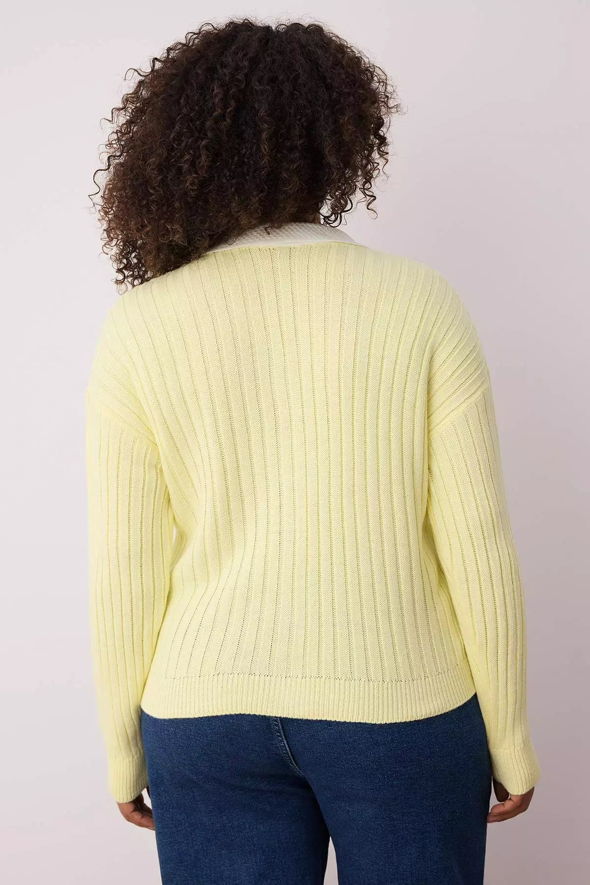 Yellow Knitwear Large Size Cardigan Tbbaw23Av00084