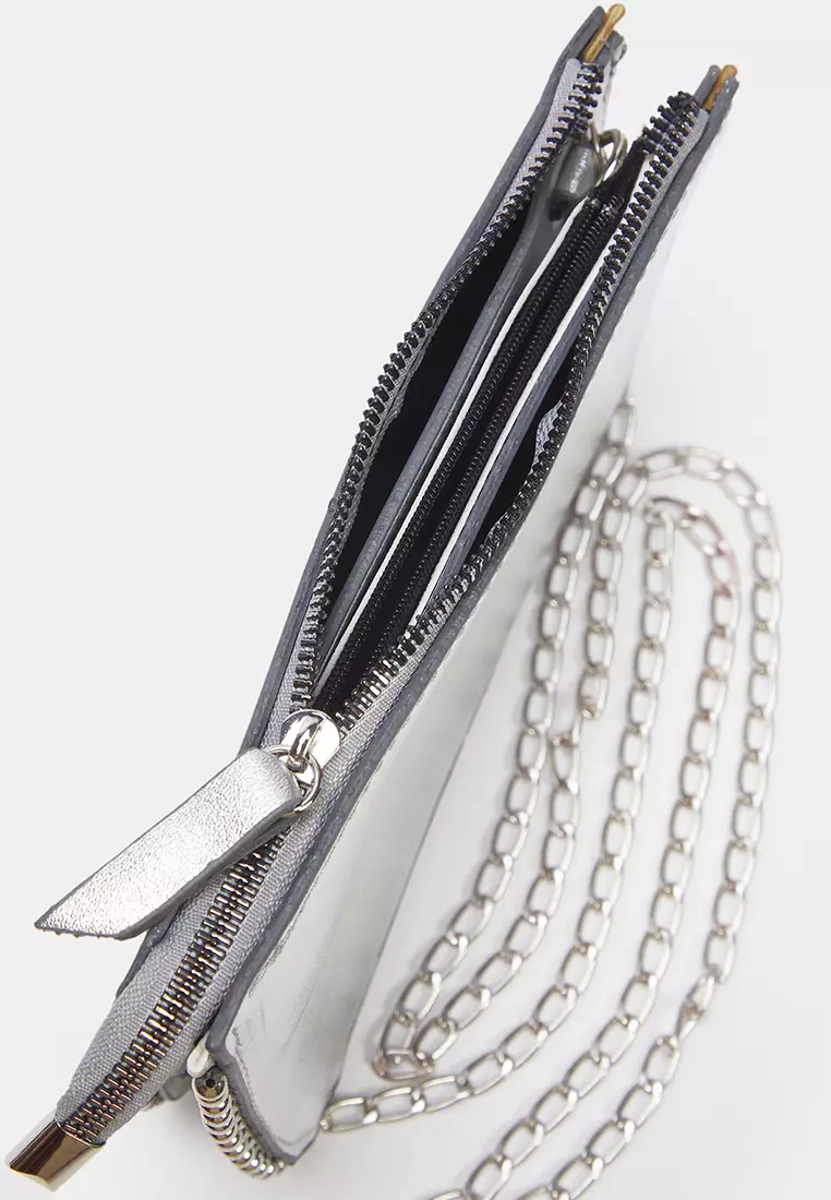 Silver Studded Cross Strap Women's Wallet Purse Twoaw25Oc00005
