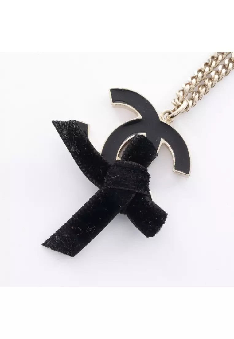 Buy Chanel Pre-Loved Chanel coco mark ribbon necklace GP gold 07C ...