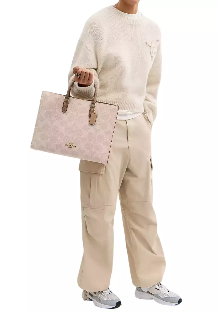 Maggie Tote Bag In Blocked Signature Canvas CY677