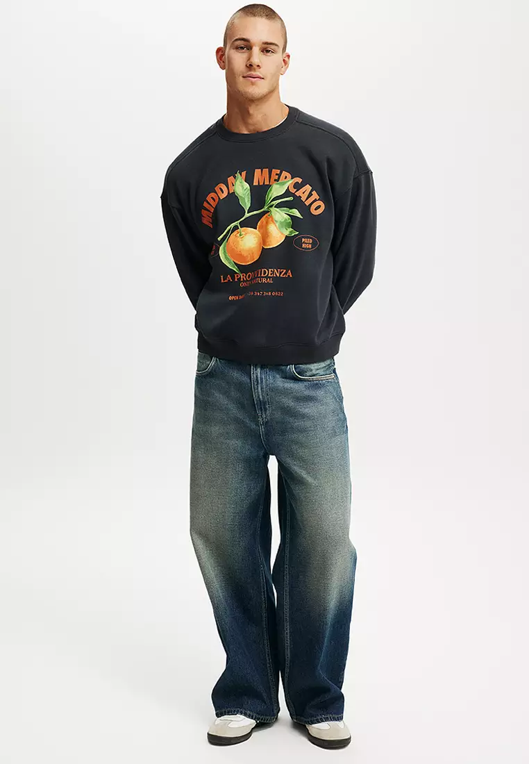 Box Fit Graphic Crew Sweater