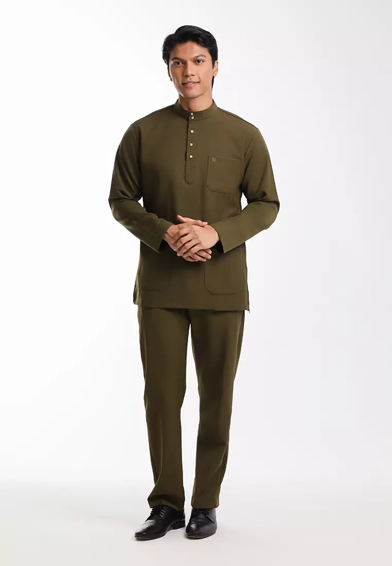 Alain Delon Baju Melayu Cekak Musang Dewasa - 19026002-48MayflyOlive