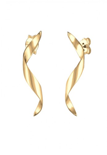 Elli Germany gold Perhiasan Wanita Perak Asli - Silver Anting Dangle Wave Spiral Trend Geo Gold Plated 81F37ACE848666GS_1