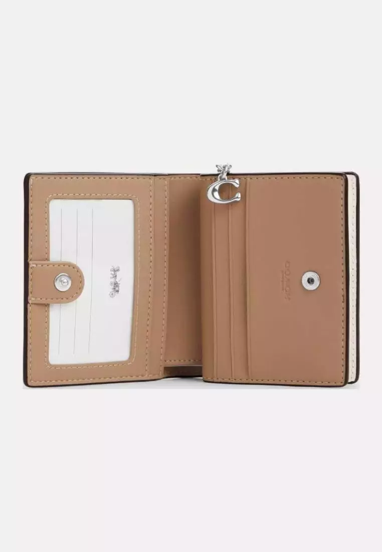 Coach Snap Wallet In Signature Canvas Glacier White