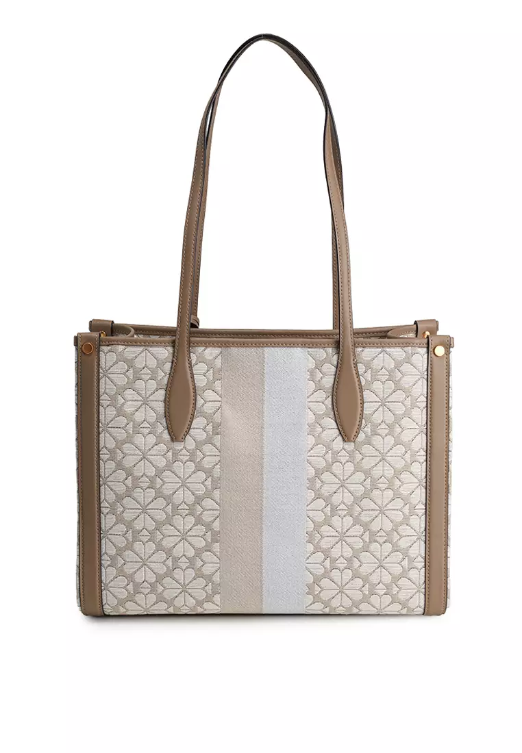 Spade Flower Jacquard Stripe Market Medium Tote Bag (cv)