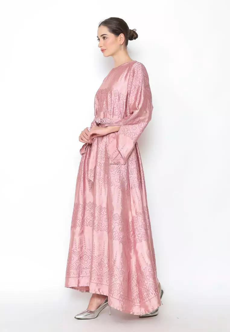 Rinjanie Batik x Senorita - Pink Muda - Gamis Tunik Bordir Gamis Wanita Modern - Dress Wanita Muslimah - Tunik Bordir Series - GTBB - PK