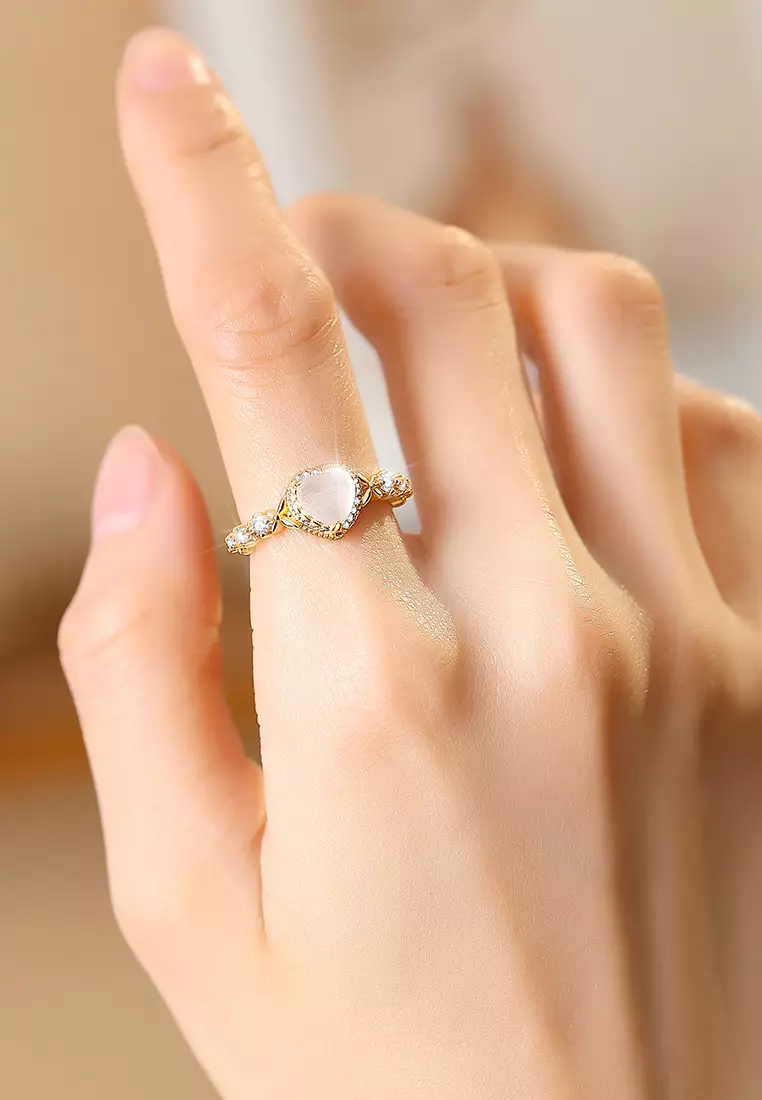 Cincin Wanita Original Korea Elegant Titanium Korea Style Perhiasan Ring Cewek white color