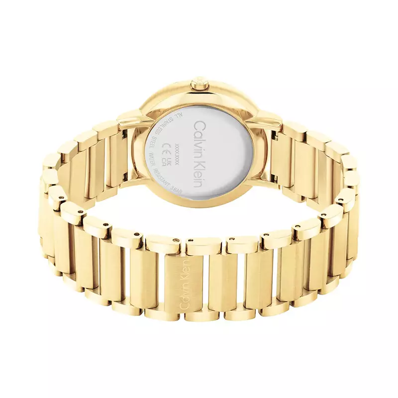 Jam Tangan Wanita Calvin Klein Open Link 25200086 Ladies Gold Dial Gold Stainless Steel Strap