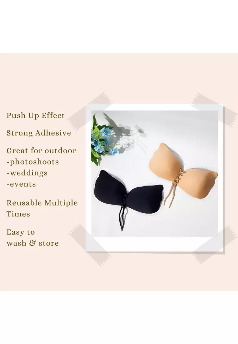 Buy Kiss & Tell 3 Pack Amara Butterfly Push Up Nubra in Black Seamless  Invisible Reusable Adhesive Stick on Wedding Bra 隐形聚拢胸 2024 Online