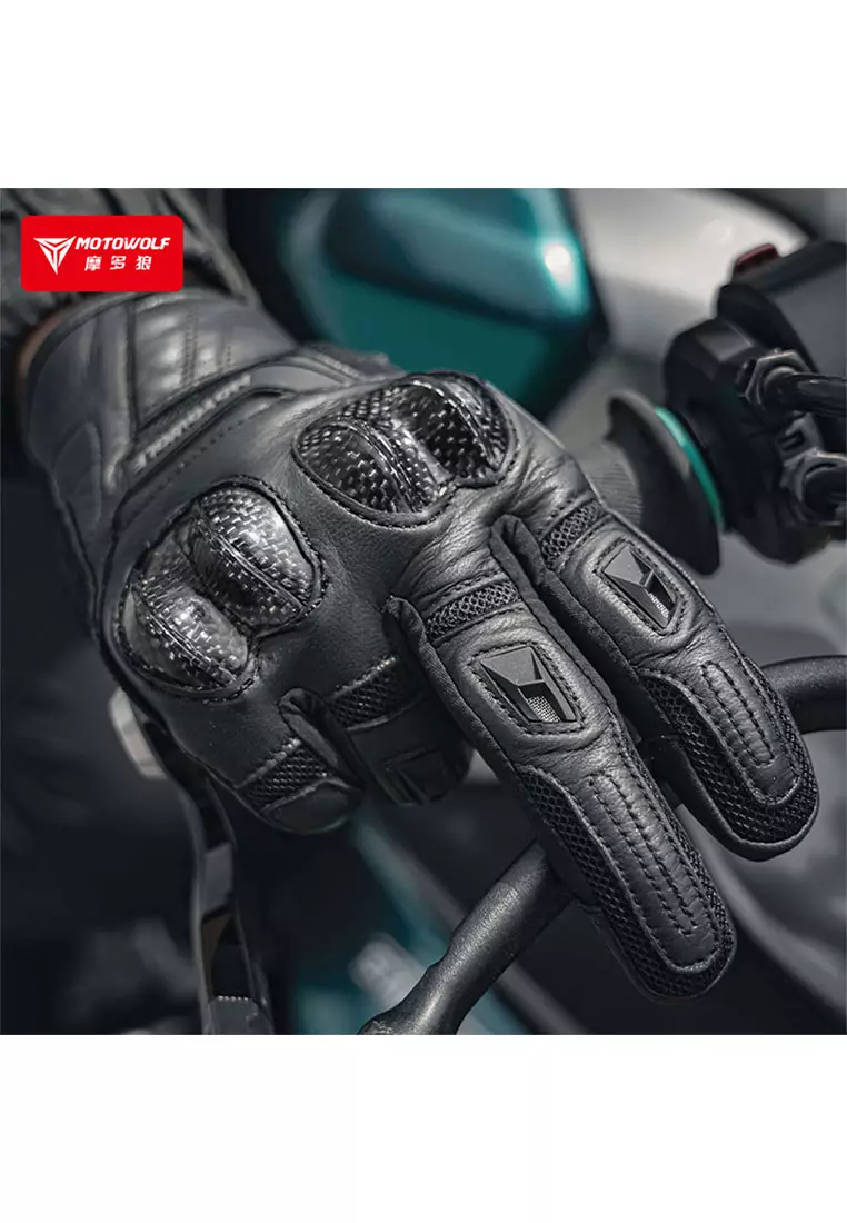 Motowolf MDL0346 Full Gloves- Black/Red