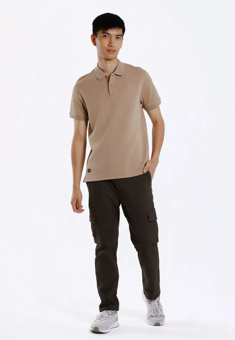 Forest Mens Stretchable Cotton Slim Fit Polo Tee - 23961-16LightKhaki
