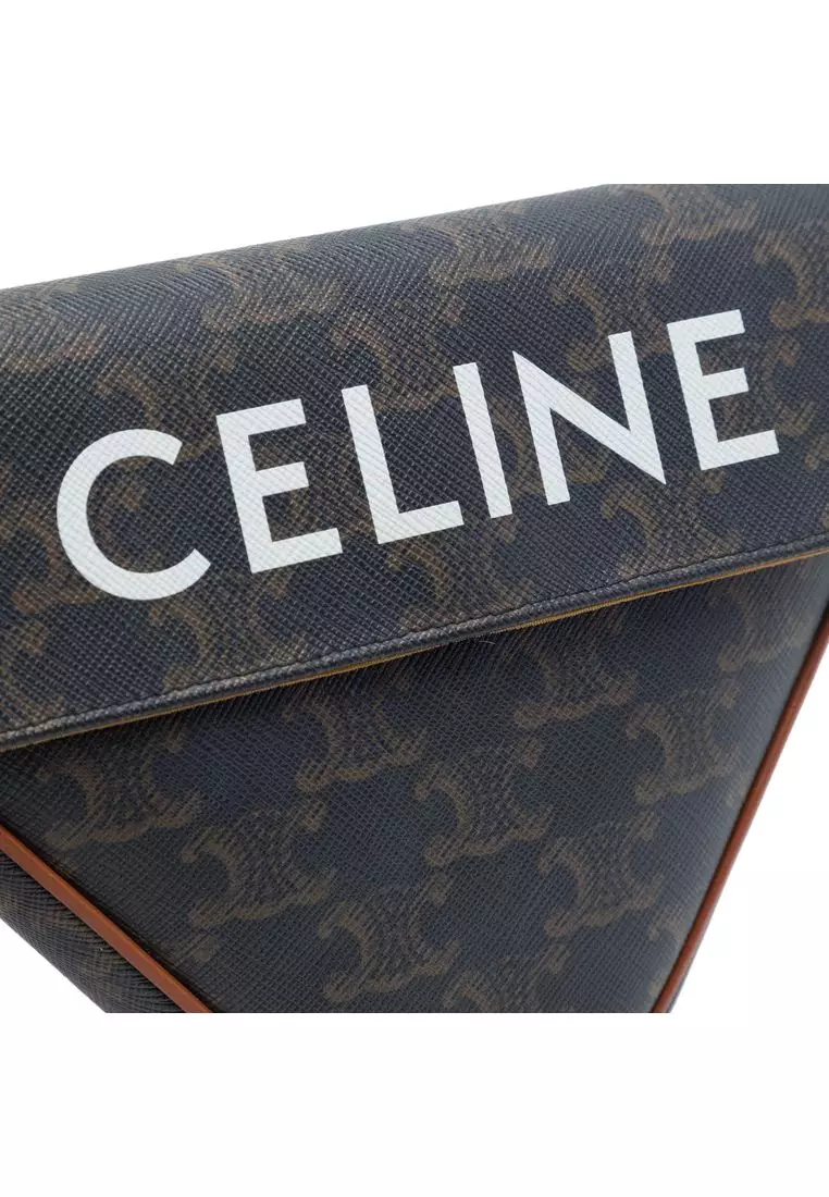 Pre-Loved Celine Triomphe Coated Canvas Logo Triangle Crossbody