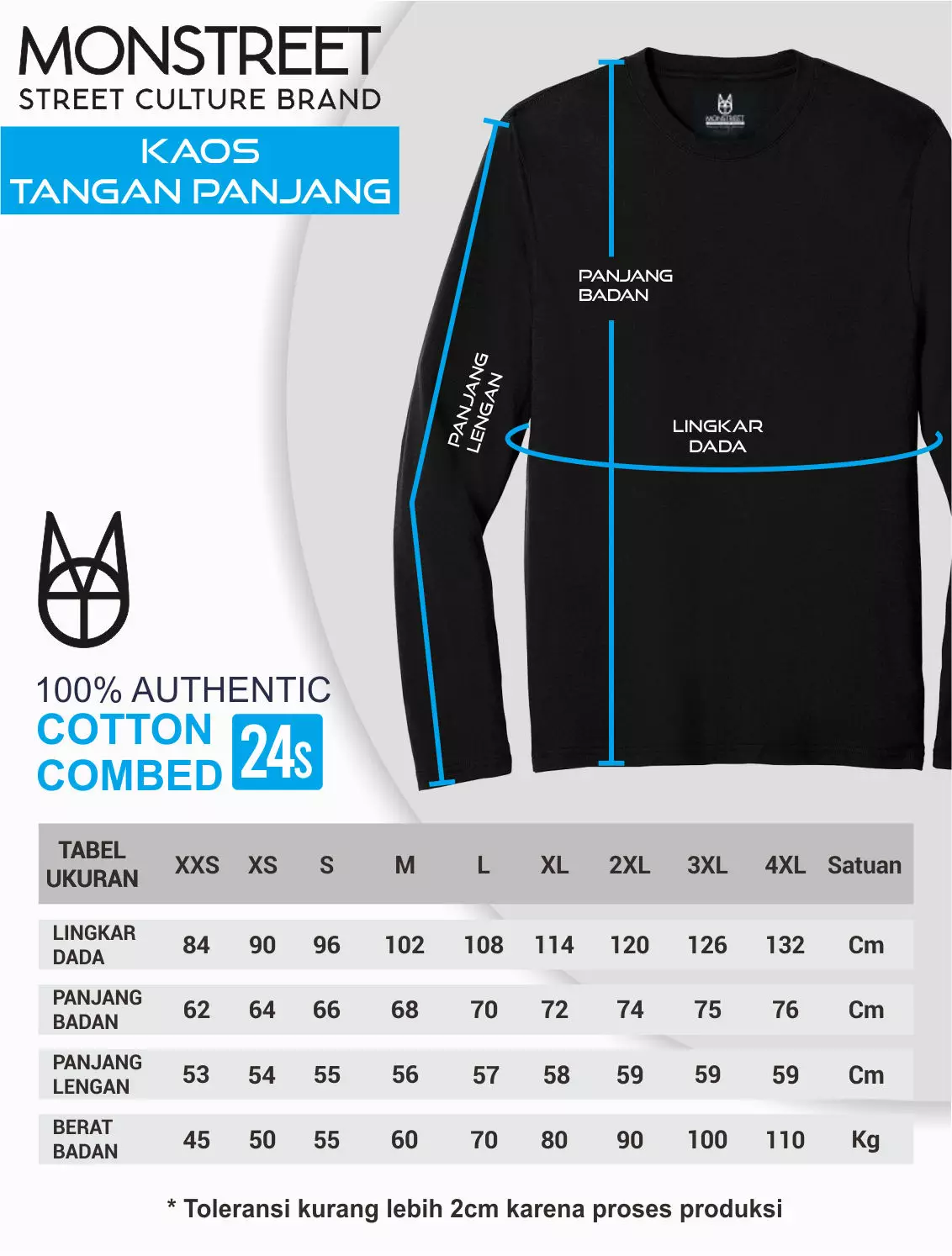 Monstreet Kaos Katun Combed 24S Grafis Reguler Fit Lengan Panjang Hitam Tshirt LUTR117 Cotton Combed 24S Graphic Tshirt Regular Fit Full Sleeve Black Tshirt