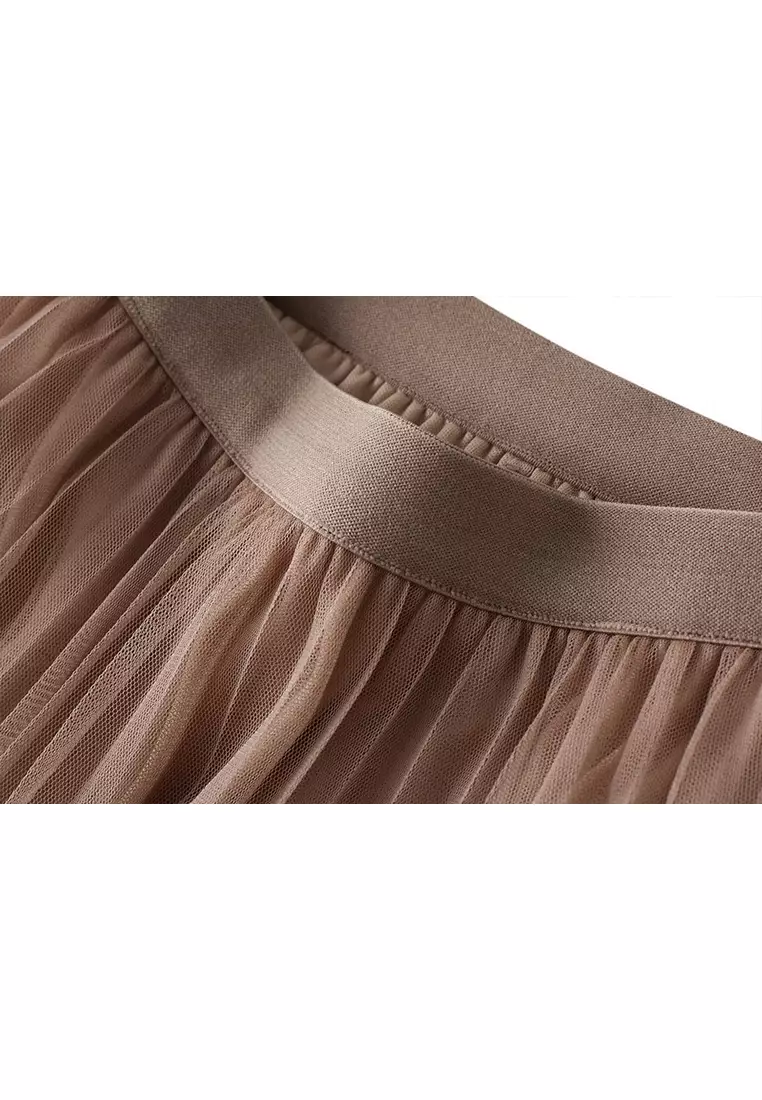 Spring/Summer High Waist Lace Stitching Mesh Skirt AF8585