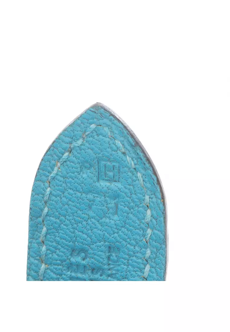 Pre-Loved Hermès Trim 24 one shoulder bag Chevre turquoise blue silver hardware □H stamp