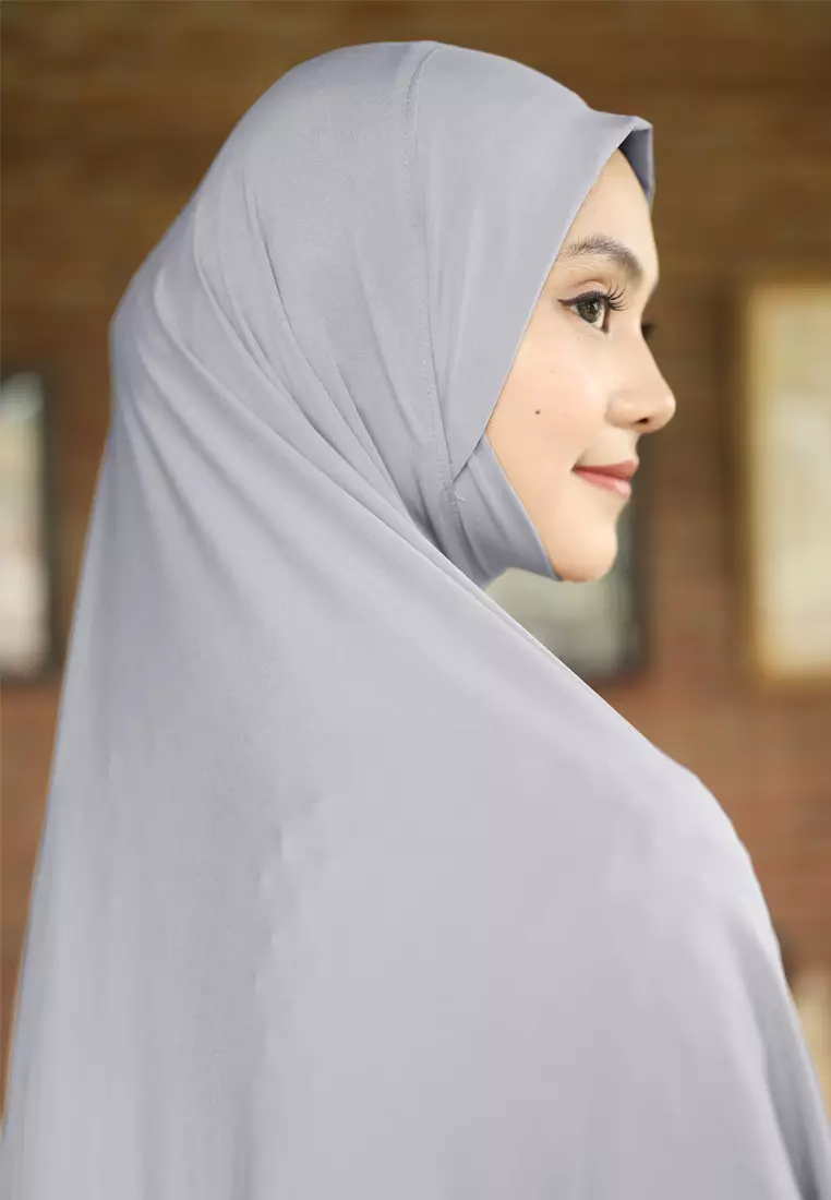 Cotton Bee - Lanna Bergo Malay | Hijab Instan Syari | Kerudung - Grey