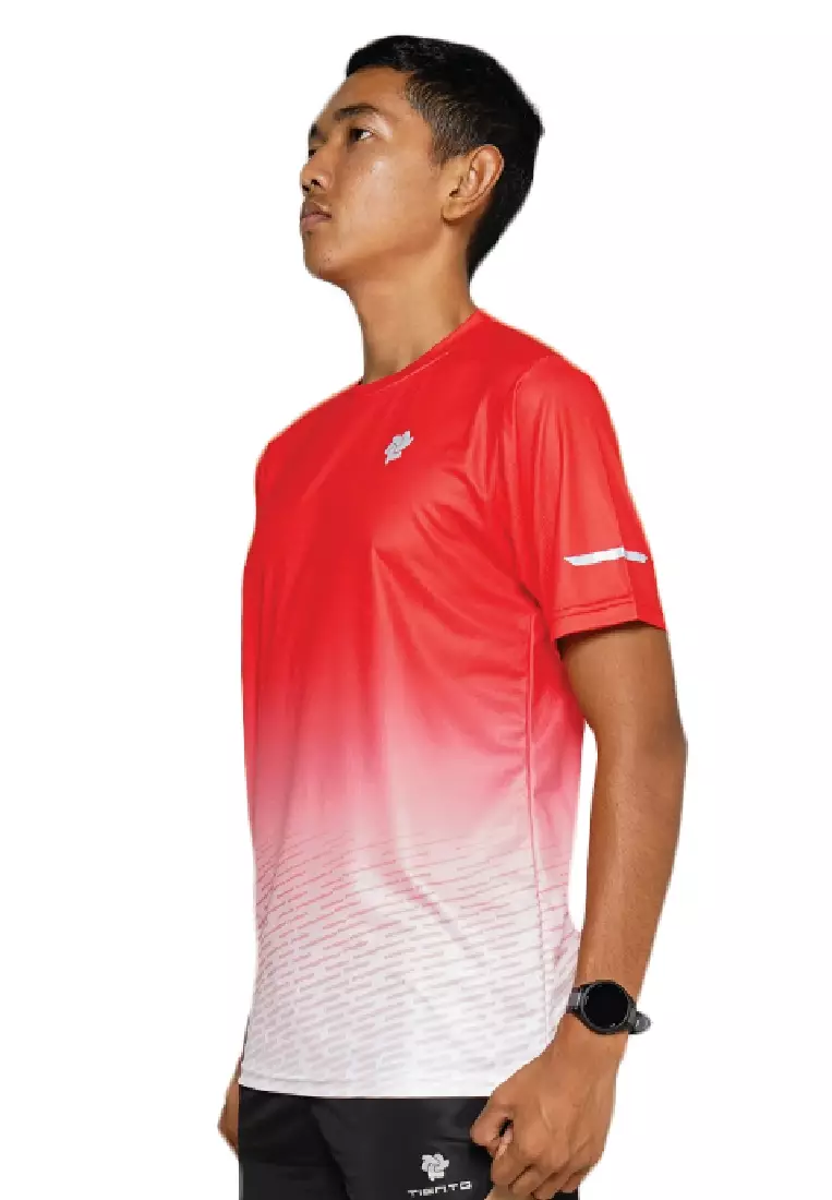 Tiento Baju Lari Ringan Jersey Running Anti UV Pria Dry Fit Lengan Pendek Airlite Megared